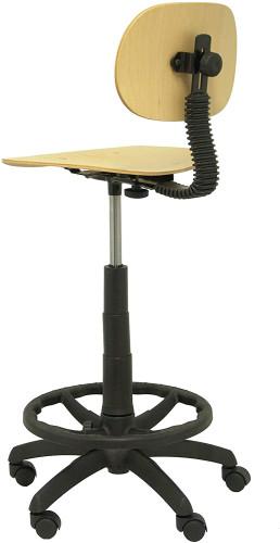 Piqueras y Crespo Taburete de Trabajo T32, Giratorio y Regulable en Altura, Ergonómico con Asiento y Respaldo de Madera Haya