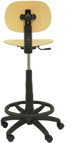 Piqueras y Crespo Taburete de Trabajo T32, Giratorio y Regulable en Altura, Ergonómico con Asiento y Respaldo de Madera Haya