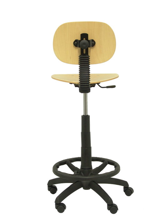 Taburete Tus con mecanismo Contacto lama de Madera. Equipado con Base poliamida negra, Sin brazos y Ruedas de parqué