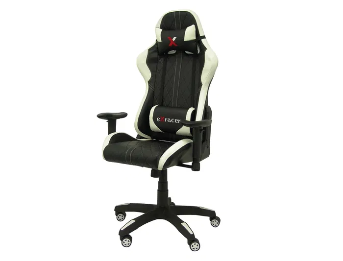 Piqueras y Crespo Silla Gaming Giratoria Símil Piel Negra Regulable en Altura 1200+80x670x670 mm