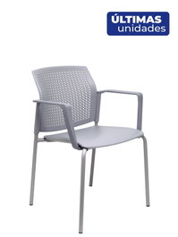 PIQUERAS Y CRESPO Silla Sege de PVC Gris con Brazos Fijos (Pack de 4)