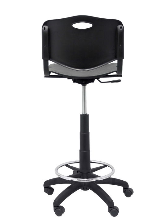 Piqueras Y Crespo Taburete Robledo Giratorio Oficina con Respaldo PVC, Ajuste de Altura, Ruedas, Negro - T26GNI840RN