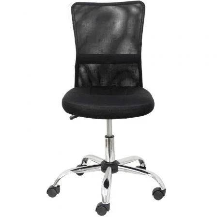 Silla de oficina Pardal con mecanismo Giratorio tapizada con Tela color Negro. Equipada con lumbar Fijo, Sin brazos y Ruedas de nailon 50 mm Silla de oficina Pardal con mecanismo Giratorio tapizada con Tela color Negro. Equipada con lumbar Fijo, Sin brazos y Ruedas de nailon 50 mm