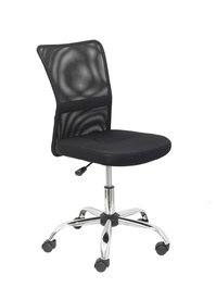 Silla de oficina Pardal con mecanismo Giratorio tapizada con Tela color Negro. Equipada con lumbar Fijo, Sin brazos y Ruedas de nailon 50 mm