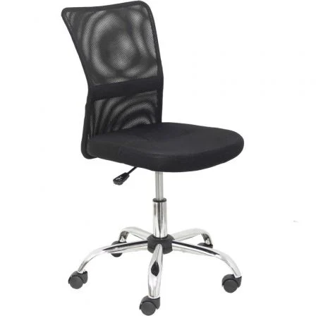 Silla de oficina Pardal con mecanismo Giratorio tapizada con Tela color Negro. Equipada con lumbar Fijo, Sin brazos y Ruedas de nailon 50 mm Silla de oficina Pardal con mecanismo Giratorio tapizada con Tela color Negro. Equipada con lumbar Fijo, Sin brazos y Ruedas de nailon 50 mm