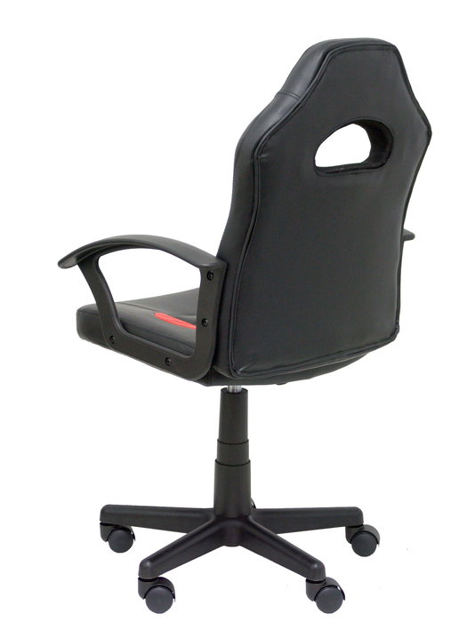 Silla gaming Mohedas con mecanismo Giratorio tapizada con Similpiel color Negro. Equipada con Base poliamida negra, Brazos fijos y Ruedas de nailon 50 mm