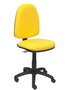 Silla de oficina Aýna con mecanismo Contacto permanente básico tapizada con Tela color Amarillo. Equipada con Base poliamida negra, Sin brazos y Ruedas de nailon 50 mm