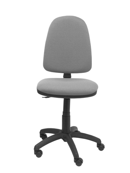 Silla de oficina Aýna con mecanismo Contacto permanente básico tapizada con Tela color Gris. Equipada con Base poliamida negra, Sin brazos y Ruedas de nailon 50 mm