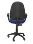 Silla de oficina Aýna con mecanismo Contacto permanente básico tapizada con Tela color Azul. Equipada con Base poliamida negra, Brazos fijos y Ruedas de nailon 50 mm