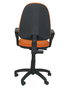 Silla de oficina Aýna con mecanismo Contacto permanente básico tapizada con Tela color Naranja. Equipada con Base poliamida negra, Brazos fijos y Ruedas de nailon 50 mm