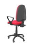 Silla de oficina Aýna con mecanismo Contacto permanente básico tapizada con Tela color Rojo. Equipada con Base poliamida negra, Brazos fijos y Ruedas de parqué