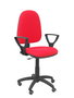 Silla de oficina Aýna con mecanismo Contacto permanente básico tapizada con Tela color Rojo. Equipada con Base poliamida negra, Brazos fijos y Ruedas de parqué