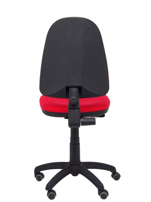 Silla de oficina Aýna con mecanismo Contacto permanente básico tapizada con Tela color Rojo. Equipada con Base poliamida negra, Sin brazos y Ruedas de parqué
