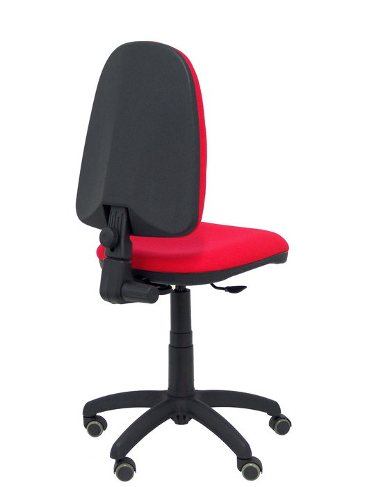Silla de oficina Aýna con mecanismo Contacto permanente básico tapizada con Tela color Rojo. Equipada con Base poliamida negra, Sin brazos y Ruedas de parqué