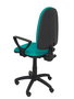 Silla de oficina Aýna con mecanismo Contacto permanente básico tapizada con Tela color Turquesa. Equipada con Base poliamida negra, Brazos fijos y Ruedas de nailon 50 mm