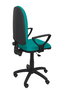 Silla de oficina Aýna con mecanismo Contacto permanente básico tapizada con Tela color Turquesa. Equipada con Base poliamida negra, Brazos fijos y Ruedas de nailon 50 mm