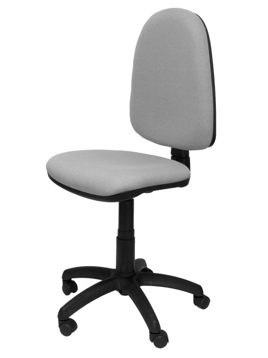 Silla de oficina Aýna con mecanismo Contacto permanente básico tapizada con Tela color Gris claro. Equipada con Base poliamida negra, Sin brazos y Ruedas de nailon 50 mm