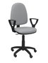 Silla de oficina Aýna con mecanismo Contacto permanente básico tapizada con Tela color Gris claro. Equipada con Base poliamida negra, Brazos fijos y Ruedas de nailon 50 mm