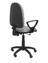 Silla de oficina Aýna con mecanismo Contacto permanente básico tapizada con Tela color Gris claro. Equipada con Base poliamida negra, Brazos fijos y Ruedas de nailon 50 mm