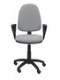 Silla de oficina Aýna con mecanismo Contacto permanente básico tapizada con Tela color Gris claro. Equipada con Base poliamida negra, Brazos fijos y Ruedas de nailon 50 mm