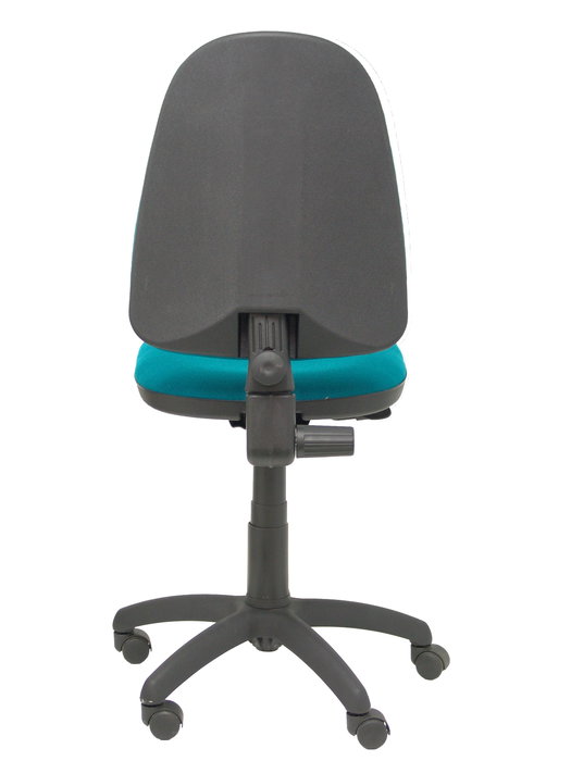 Silla de oficina Aýna con mecanismo Contacto permanente básico tapizada con Tela color Verde petróleo. Equipada con Base poliamida negra, Sin brazos y Ruedas de nailon 50 mm