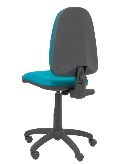 Silla de oficina Aýna con mecanismo Contacto permanente básico tapizada con Tela color Verde petróleo. Equipada con Base poliamida negra, Sin brazos y Ruedas de nailon 50 mm