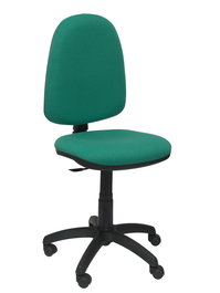 Silla de oficina Aýna con mecanismo Contacto permanente básico tapizada con Tela color Verde esmeralda. Equipada con Base poliamida negra, Sin brazos y Ruedas de nailon 50 mm