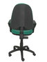 Silla de oficina Aýna con mecanismo Contacto permanente básico tapizada con Tela color Verde esmeralda. Equipada con Base poliamida negra, Brazos fijos y Ruedas de nailon 50 mm