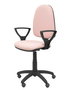 Silla de oficina Aýna con mecanismo Contacto permanente básico tapizada con Tela color Rosa pálido. Equipada con Base poliamida negra, Brazos fijos y Ruedas de parqué