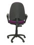 Silla de oficina Aýna con mecanismo Contacto permanente básico tapizada con Tela color Morado. Equipada con Base poliamida negra, Brazos fijos y Ruedas de nailon 50 mm