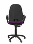 Silla de oficina Aýna con mecanismo Contacto permanente básico tapizada con Tela color Morado. Equipada con Base poliamida negra, Brazos fijos y Ruedas de parqué