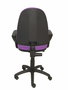 Silla de oficina Aýna con mecanismo Contacto permanente básico tapizada con Tela color Lila. Equipada con Base poliamida negra, Brazos fijos y Ruedas de nailon 50 mm