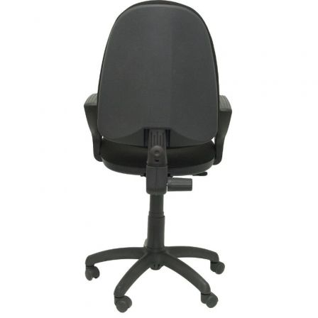 Silla de oficina Aýna con mecanismo Contacto permanente básico tapizada con Tela color Negro. Equipada con Base poliamida negra, Brazos fijos y Ruedas de nailon 50 mm