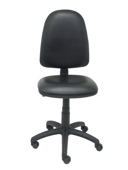 Silla de oficina Aýna con mecanismo Contacto permanente básico tapizada con Similpiel color Negro. Equipada con Base poliamida negra, Sin brazos y Ruedas de nailon 50 mm
