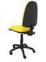 Silla de oficina Aýna con mecanismo Contacto permanente básico tapizada con Similpiel color Amarillo. Equipada con Base poliamida negra, Sin brazos y Ruedas de nailon 50 mm
