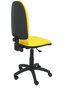 Silla de oficina Aýna con mecanismo Contacto permanente básico tapizada con Similpiel color Amarillo. Equipada con Base poliamida negra, Sin brazos y Ruedas de nailon 50 mm