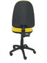 Silla de oficina Aýna con mecanismo Contacto permanente básico tapizada con Similpiel color Amarillo. Equipada con Base poliamida negra, Sin brazos y Ruedas de nailon 50 mm