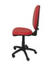 Silla de oficina Aýna con mecanismo Contacto permanente básico tapizada con Similpiel color Rojo. Equipada con Base poliamida negra, Sin brazos y Ruedas de nailon 50 mm