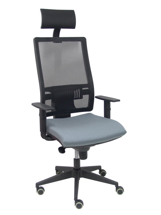 PIQUERAS Y CRESPO Silla Horna con Mecanismo Sincro, Malla Negra y Asiento Gris PIQUERAS Y CRESPO Silla Horna con Mecanismo Sincro, Malla Negra y Asiento Gris