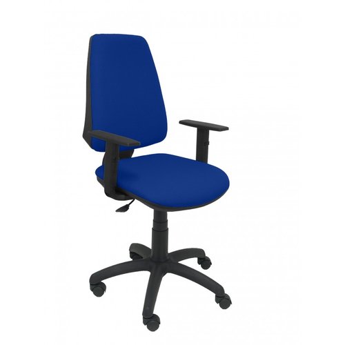 Silla de oficina Elche con mecanismo Contacto permanente básico tapizada con Tela color Azul. Equipada con Base poliamida negra, Brazos 1D y Ruedas de nailon 50 mm Silla de oficina Elche con mecanismo Contacto permanente básico tapizada con Tela color Azul. Equipada con Base poliamida negra, Brazos 1D y Ruedas de nailon 50 mm