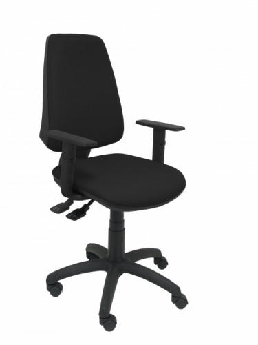 PIQUERAS Y CRESPO Silla Elche S con brazos regulables y mecanismo asíncrono, Negro