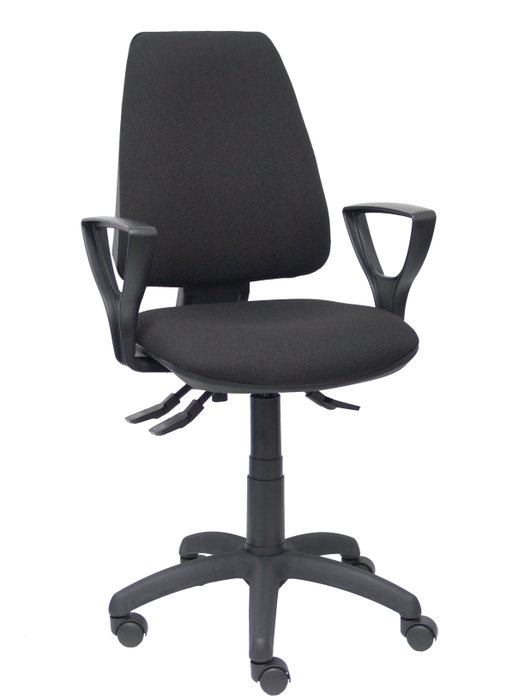 PIQUERAS Y CRESPO Silla Elche con mecanismo asincro y brazos fijos, tejido Bali negro