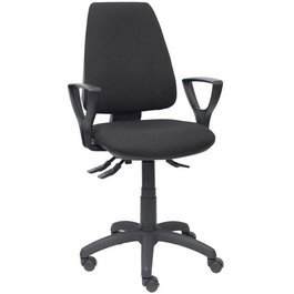 PIQUERAS Y CRESPO Silla Elche con mecanismo asincro y brazos fijos, tejido Bali negro