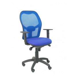 Silla de oficina Jorquera con mecanismo Sincro tapizada con Tela color Azul. Equipada con lumbar 1D, Brazos 1D y Ruedas de nailon 50 mm