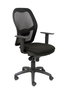 Silla de oficina Jorquera con mecanismo Sincro tapizada con Tela color Negro. Equipada con lumbar 1D, Brazos 1D y Ruedas de nailon 50 mm