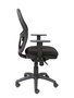 Silla de oficina Jorquera con mecanismo Sincro tapizada con Tela color Negro. Equipada con lumbar 1D, Brazos 1D y Ruedas de nailon 50 mm