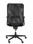 Silla de oficina Ossa con mecanismo Sincro tapizada con Tela color Negro. Equipada con lumbar 1D, Brazos 1D y Ruedas de parqué