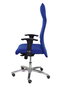 Sillón Albacete con mecanismo Sincro tapizada con Tela color Azul. Equipado con Base aluminio, Brazos 1D y Ruedas de parqué