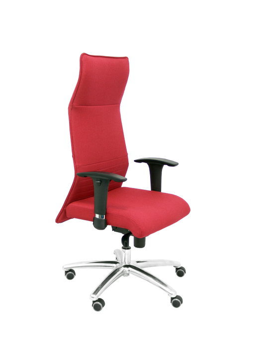 PIQUERAS Y CRESPO Sillón Albacete con mecanismo Sincro, tapizado en tela color Granate y base de aluminio