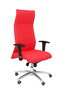 Sillón Albacete con mecanismo Sincro tapizada con Tela color Rojo. Equipado con Base aluminio, Brazos 1D y Ruedas de parqué